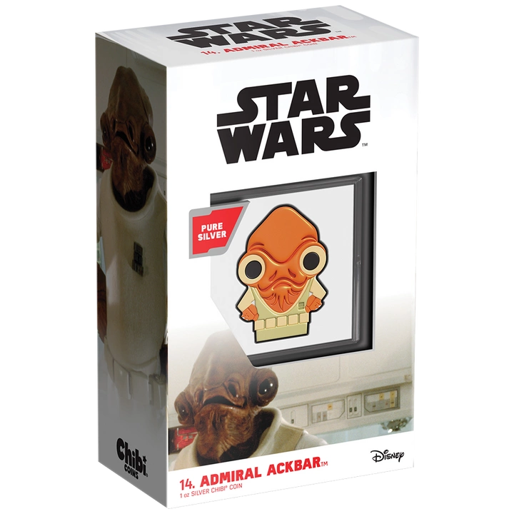 Niue: Star Wars - Admiral Ackbar Chibi Coin kolorowany 1 uncja Srebra 2022 Proof