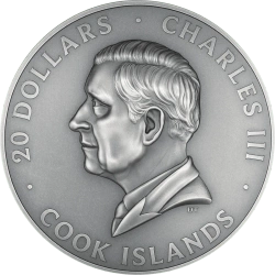 Cook Islands: Hidden Treasure – Grande Europe pozłacany 3 uncje Srebra 2025 Antiqued High Relief