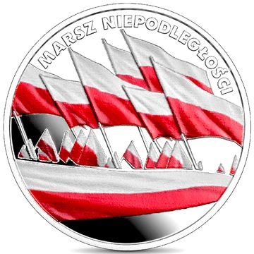 Marsz Niepodległości kolorowany 10 zł Srebro 2023 Proof
