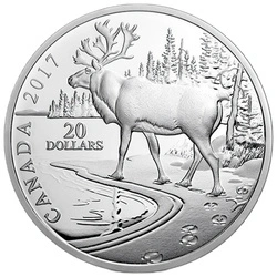 Nature's Impressions: Woodland Caribou 1 uncja Srebra 2017 Proof