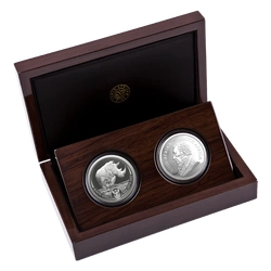 Zestaw Rhino/Krugerrand Rhino Privy Mark 2 uncje Srebra 2025 Proof
