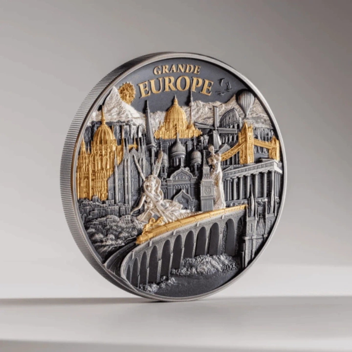 Cook Islands: Hidden Treasure – Grande Europe pozłacany 3 uncje Srebra 2025 Antiqued High Relief