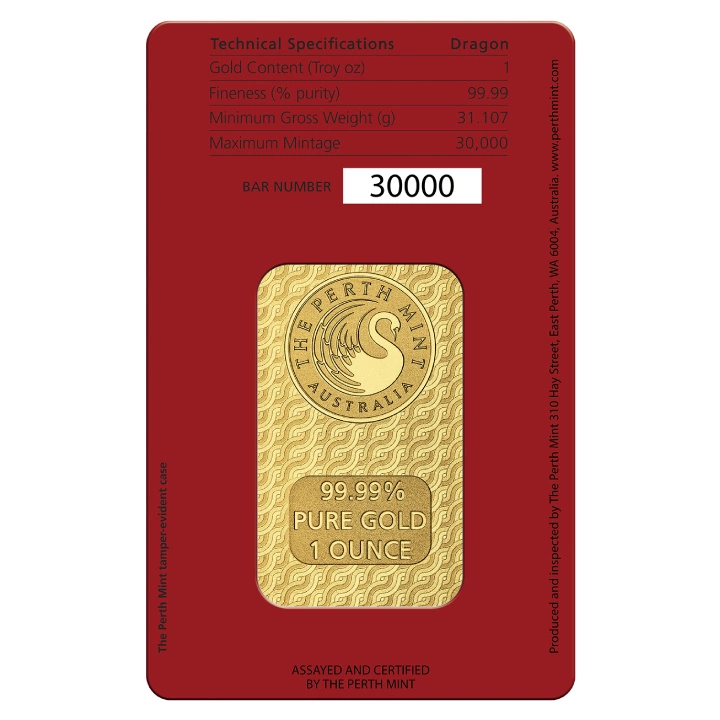 Sztabka The Perth Mint: Lunar - Rok Smoka 1 uncja Złota
