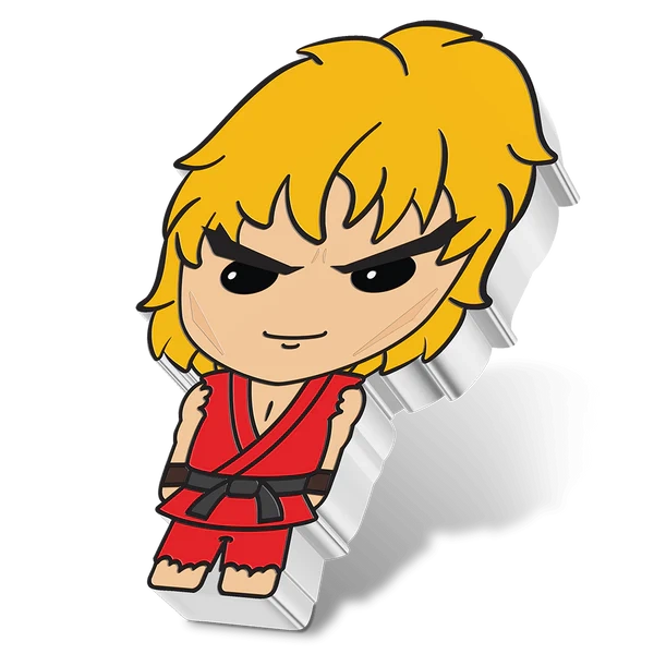 Niue: Street Fighter - Ken Masters Chibi Coin kolorowany 1 uncja Srebra 2021 Proof