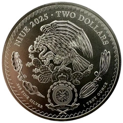 Niue: Aztec Emperor Cuauhtémoc Tribute pozłacany 1 uncja Srebra 2025 Ultra High Relief