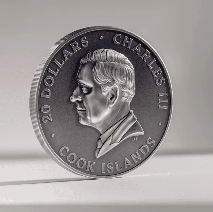 Cook Islands: Hidden Treasure – Grande Europe pozłacany 3 uncje Srebra 2025 Antiqued High Relief