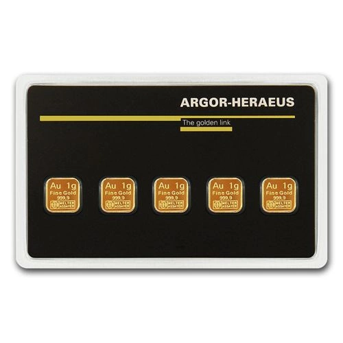 5 x 1 gram Sztabka Złota MultiCard Argor - Heraeus