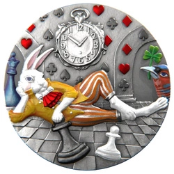 Niue: White Rabbit Rest kolorowany 1 uncja Srebra 2025 Prooflike