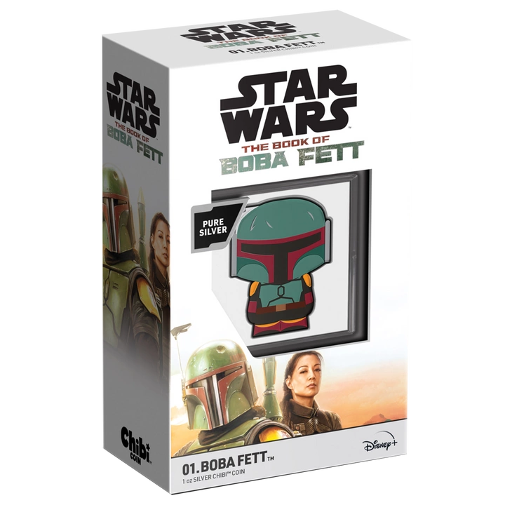 Niue: Star Wars - Boba Fett Chibi Coin kolorowany 1 uncja Srebra 2022 Proof