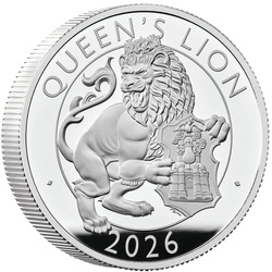 The Royal Tudor Beasts: Queen's Lion 2 uncje Srebra 2026 Proof