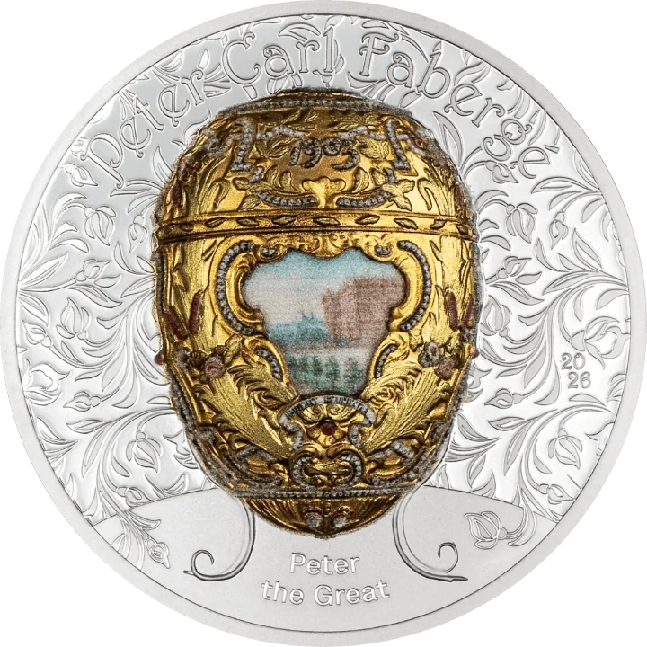 Mongolia: Peter Carl Fabergé – Peter the Great pozłacany 2 uncje Srebra 2026 Proof