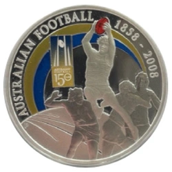 Australian Football 150 Years kolorowany 1 uncja Srebra 2008 Proof