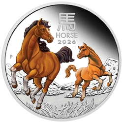 Perth Mint: Lunar III - Rok Konia kolorowany 1 uncja Srebra 2026 Proof