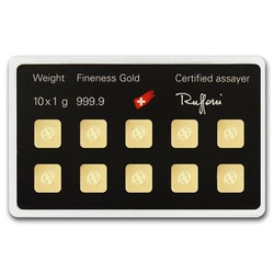 10 x 1 gram Sztabka Złota MultiCard Heraeus