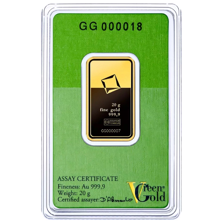 Sztabka Valcambi "Green Gold" 20 gramów Złota