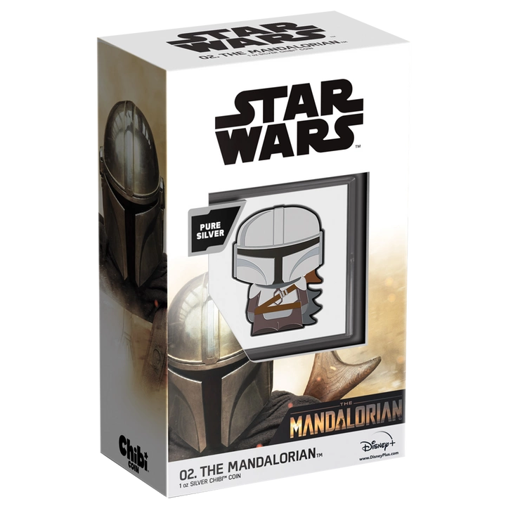 Niue: Star Wars - The Mandalorian Chibi Coin kolorowany 1 uncja Srebra 2021 Proof
