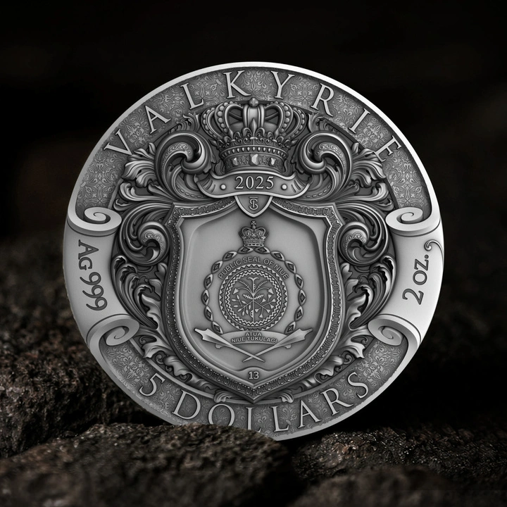 Niue: Valkyrie pozłacany 2 uncje Srebra 2025 Antiqued Coin