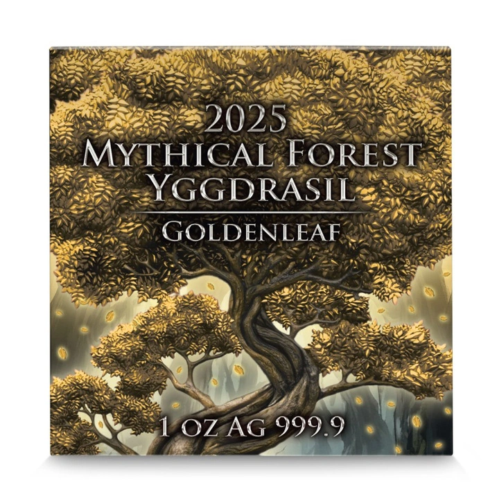 Mythical Forest: Yggdrasil Goldenleaf pozłacana 1 uncja Srebra 2025 Black Ruthenium