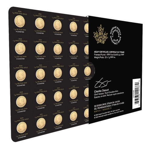 Kanadyjski Liść Klonowy 25 x 1 gram Złota 2026