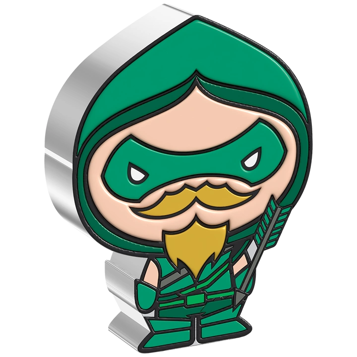 Niue: DC Comics - Green Arrow Chibi Coin kolorowany 1 uncja Srebra 2022 Proof