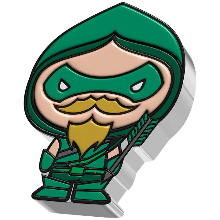 Niue: DC Comics - Green Arrow Chibi Coin kolorowany 1 uncja Srebra 2022 Proof
