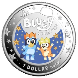RAM: Bluey Christmas kolorowany $1 Srebro 2025 Proof