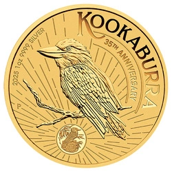 Perth Mint: Kookaburra - 35. Rocznica pozłacany 1 uncja Srebra 2025 (Sydney Money Expo Anda Special)