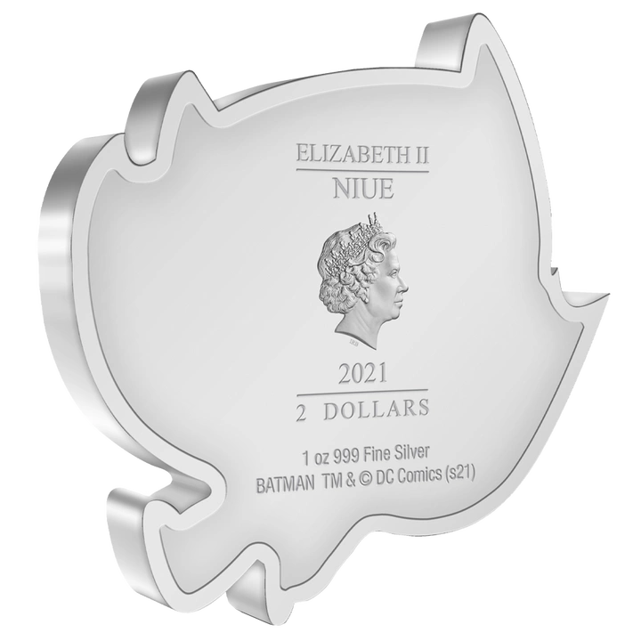 Niue: DC Comics - Batman Flying Chibi Coin kolorowany 1 uncja Srebra 2021 Proof