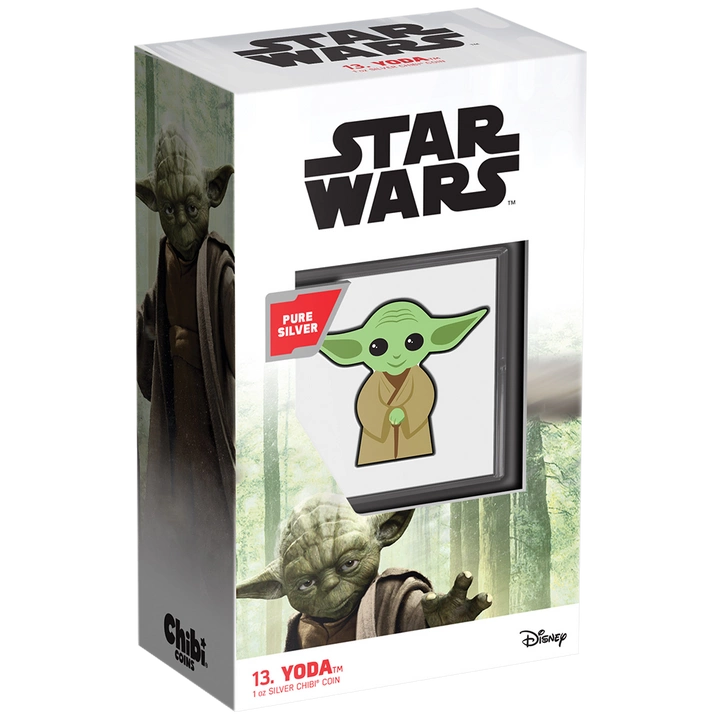 Niue: Star Wars - Yoda Chibi Coin kolorowany 1 uncja Srebra 2022 Proof