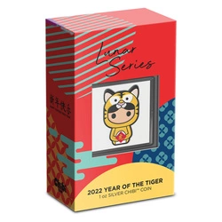 Niue: Lunar - Year of the Tiger Chibi Coin kolorowany 1 uncja Srebra 2022 Proof