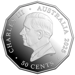 Christmas Decoration - Festive Floral kolorowany 50c Srebro 2025 Proof