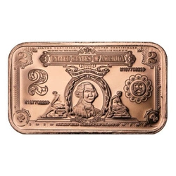 Sztabka $2 US Thomas Jefferson Banknote 1 uncja Miedzi