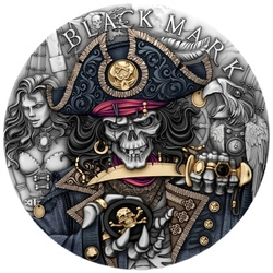 Niue: The Pirates - Black Mark kolorowany 2 uncje Srebra 2026 Antiqued Coin