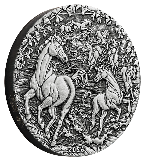 Perth Mint: Lunar III - Rok Konia 2 uncje Srebra 2026 Antiqued Coin