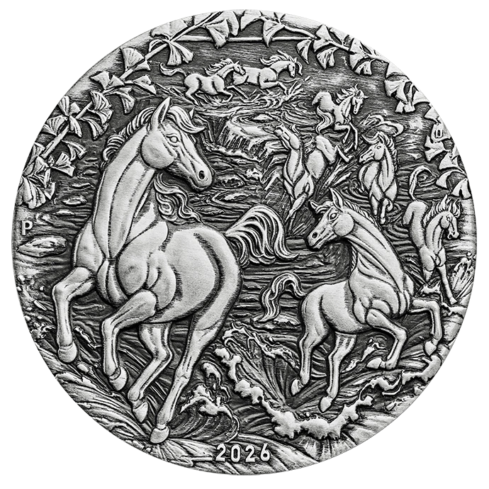 Perth Mint: Lunar III - Rok Konia 2 uncje Srebra 2026 Antiqued Coin