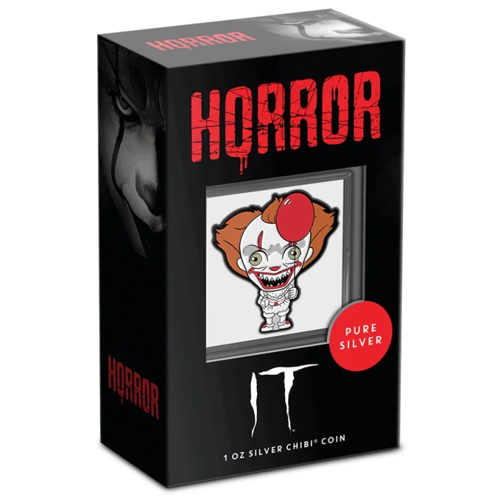 Niue: Horror - It - Clown Chibi Coin kolorowany 1 uncja Srebra 2022 Proof