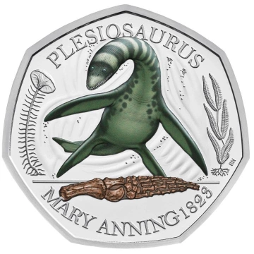 Tales of the Earth: Plesiosaurus kolorowany 50p Srebro 2021 Proof