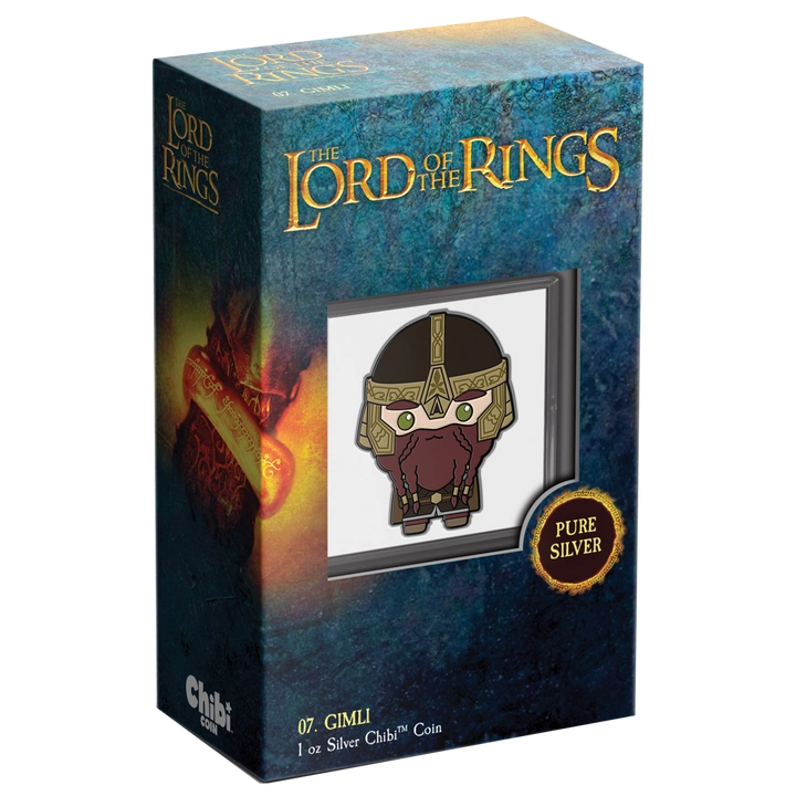 Niue: The Lord of the Rings - Gimli Chibi Coin kolorowany 1 uncja Srebra 2021 Proof
