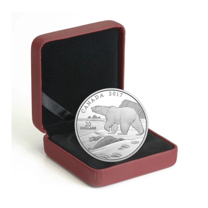 Nature's Impressions: Niedźwiedź Polarny 1 uncja Srebra 2017 Proof