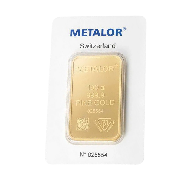 Metalor: Sztabka 100 gramów Złota