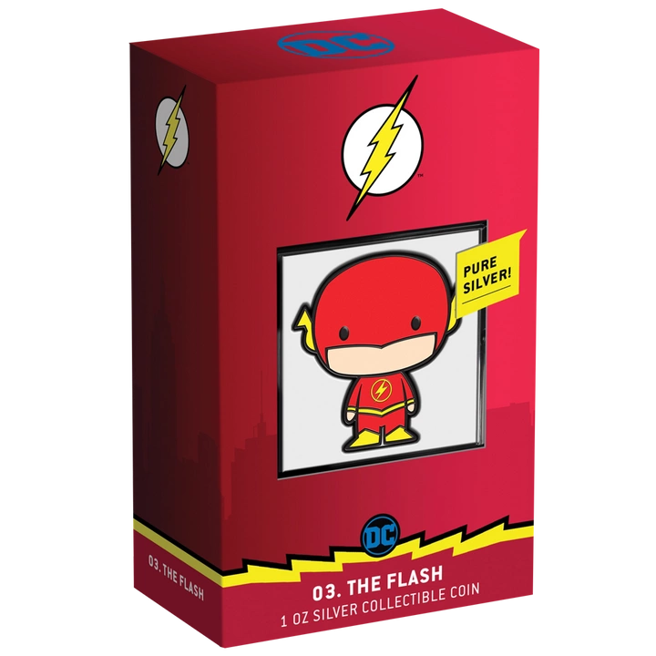 Niue: DC Comics - Flash Chibi Coin kolorowany 1 uncja Srebra 2020 Proof