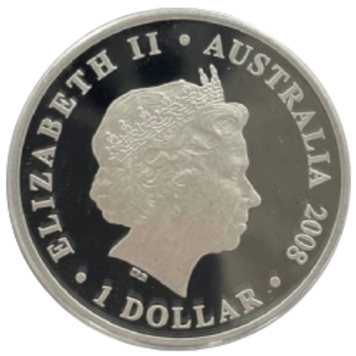 Australian Football 150 Years kolorowany 1 uncja Srebra 2008 Proof