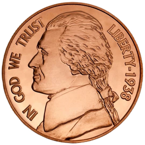 Jefferson Nickel 1 uncja Miedzi