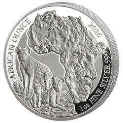 Rwanda: African Ounce - Spotted Hyena 1 uncja Srebra 2026 Proof