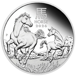 Perth Mint: Lunar III -  Rok Konia: Zestaw 3 monet kolorowany/pozłacany Srebro 2026 Proof