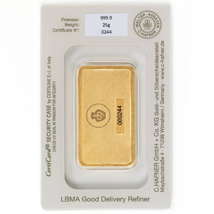 Sztabka C. Hafner 25 gramów Złota