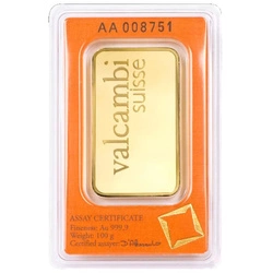 Sztabka Valcambi 100 gramów Złota