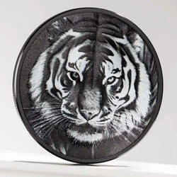 Cook Islands: Black and White - Tiger 1 uncja Srebra 2025 Obsidian Black Proof