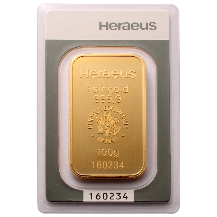 Sztabka Złota 100 g Heraeus