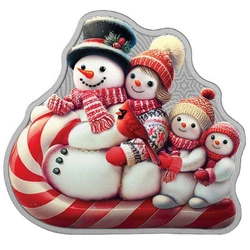 Wyspy Salomona: Snowman Sleigh Ride kolorowana 1 uncja Srebra 2025 Prooflike